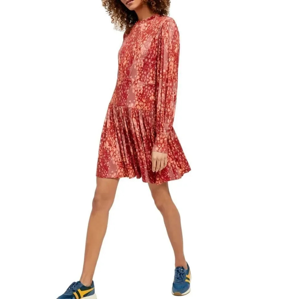 NWT Free People Heartbeats Mini Dress in Red